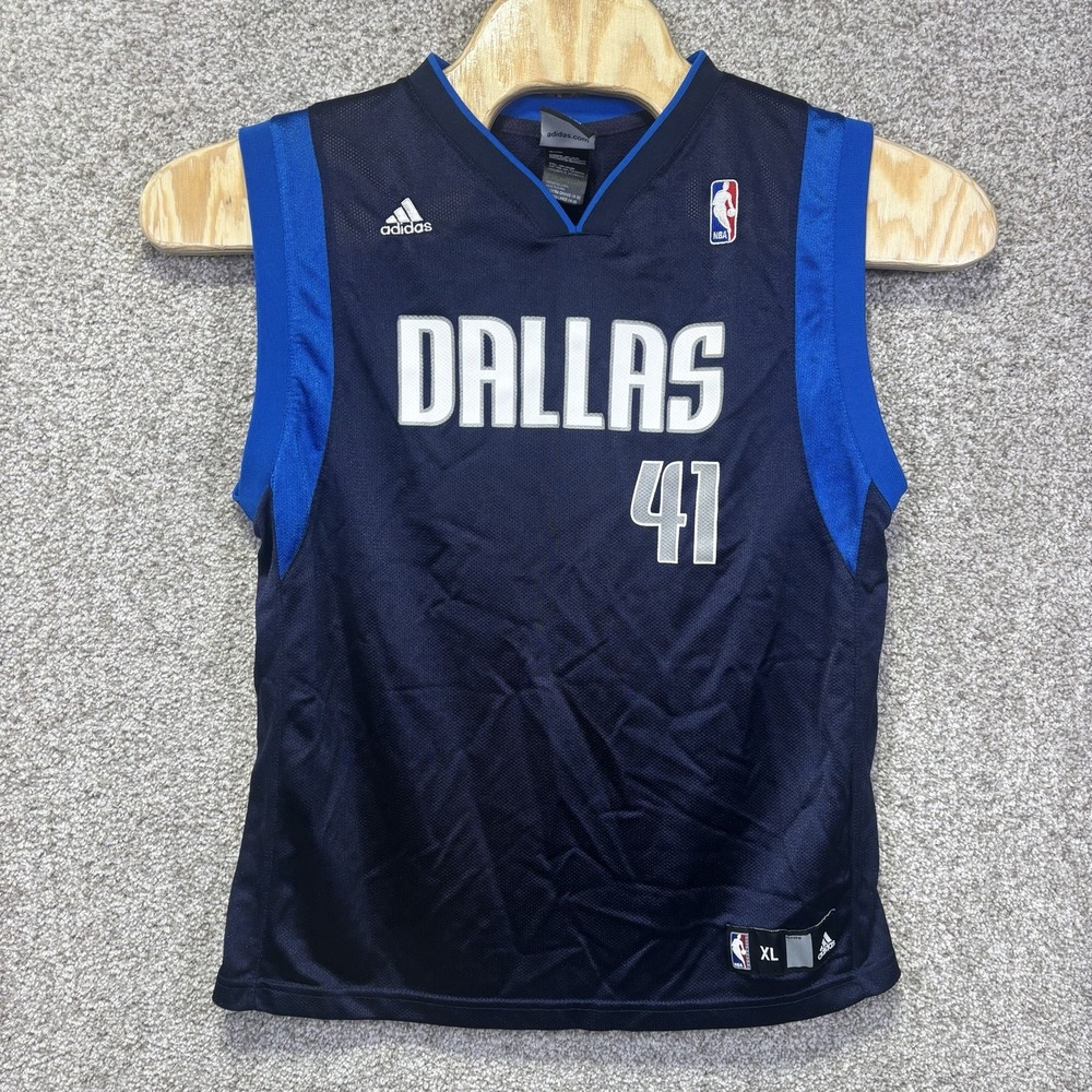 Dallas Mavericks Jersey Boys XL Blue NBA Basketball Adidas Nowitzki 41 Youth